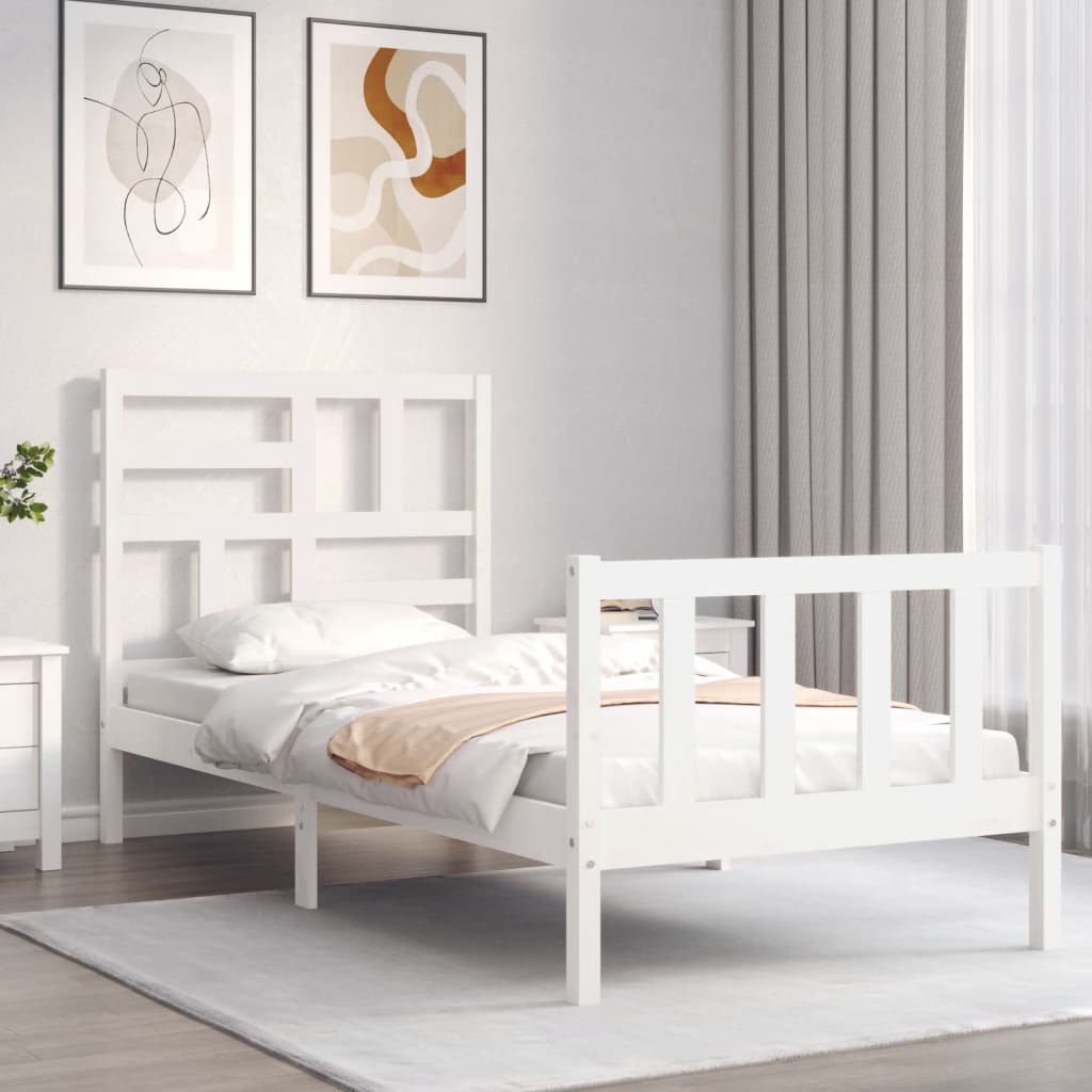 vidaXL Bed Frame without Mattress White 90x200 cm Solid Wood Pine