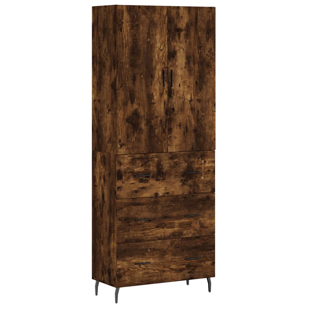 vidaXL Highboard Smoked Oak 69.5x34x180 cm Engineered Wood