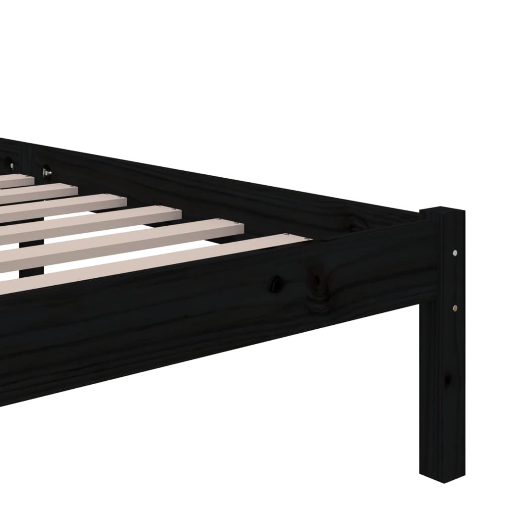 vidaXL Bed Frame without Mattress Black Solid Wood 150x200 cm King Size