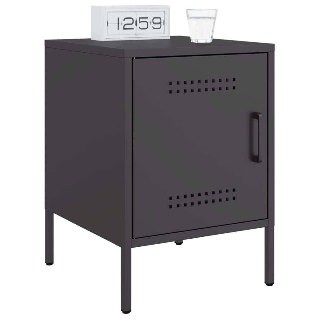 vidaXL Bedside Cabinets 2 pcs Black 36x39x50.5 cm Steel