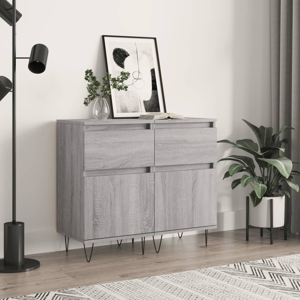 vidaXL Sideboards 2 pcs Grey Sonoma 40x35x70 cm Engineered Wood