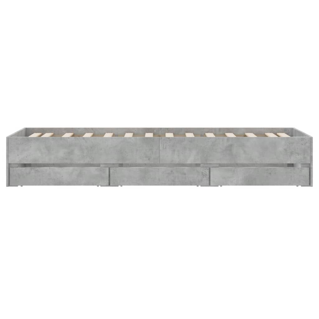 vidaXL Bed Frame with Drawers without Mattress Concrete Grey 100x200 cm