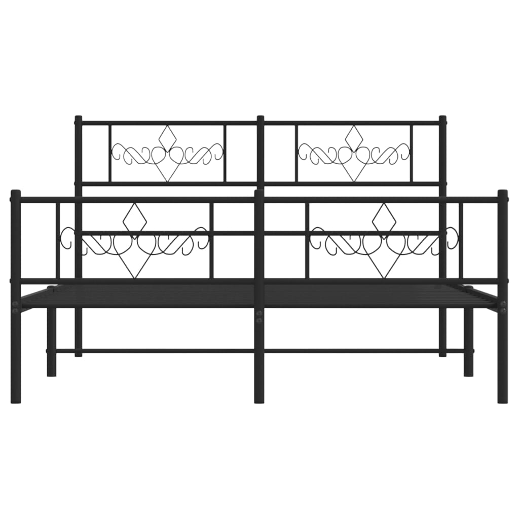 vidaXL Metal Bed Frame without Mattress with Footboard Black 140x190 cm