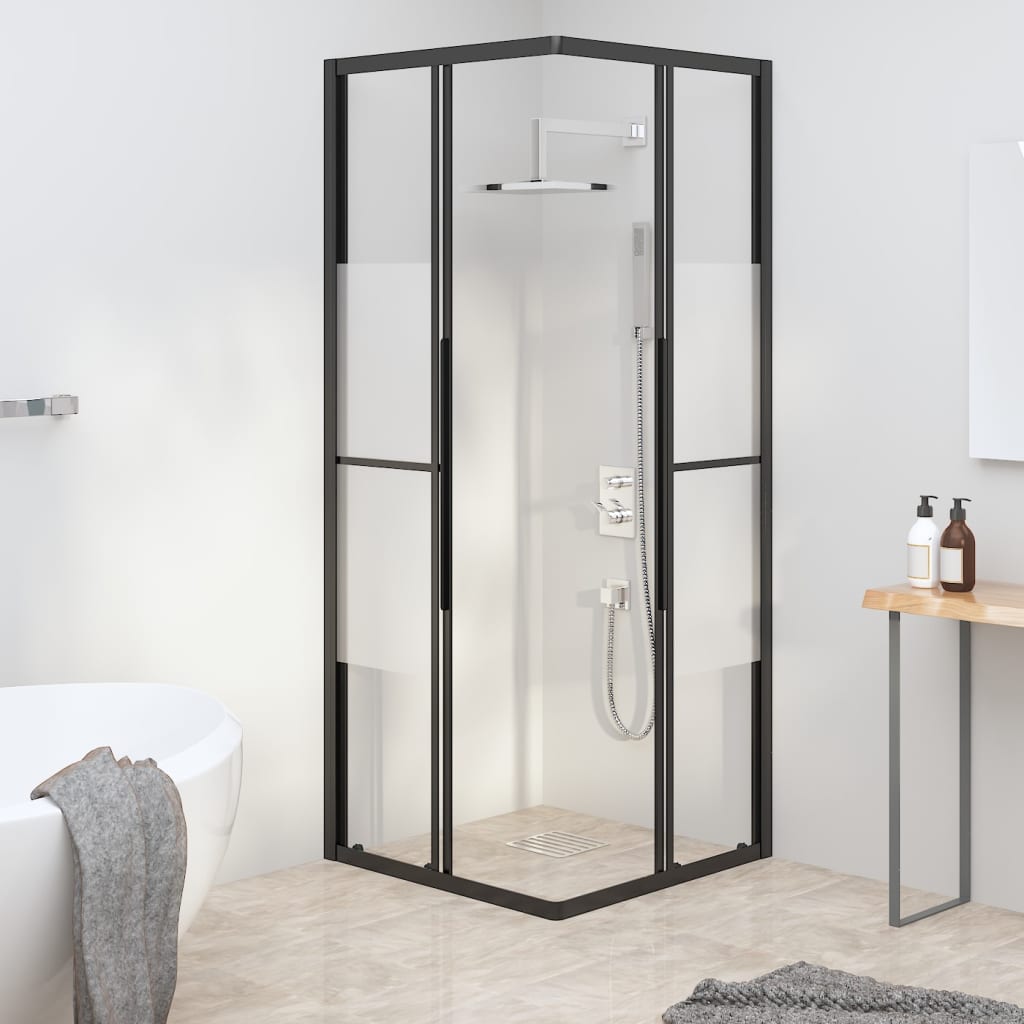 vidaXL Shower Cabin Half Frosted ESG 70x70x180 cm Black