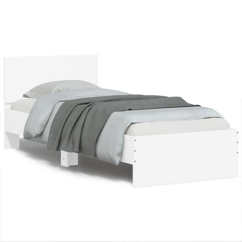 vidaXL Bed Frame with Headboard White 90x190 cm Single Engineered wood