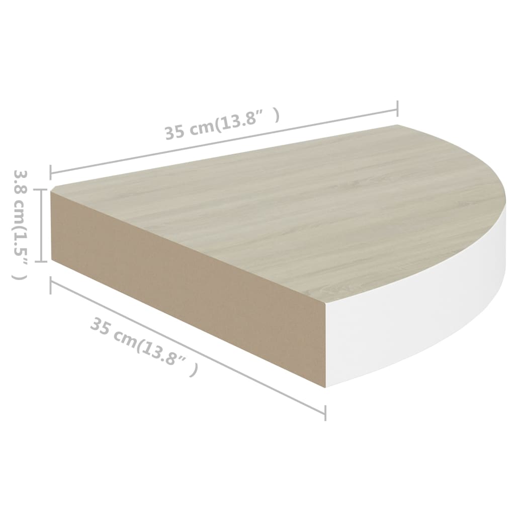 vidaXL Wall Corner Shelves 4 pcs Oak and White 35x35x3.8 cm MDF