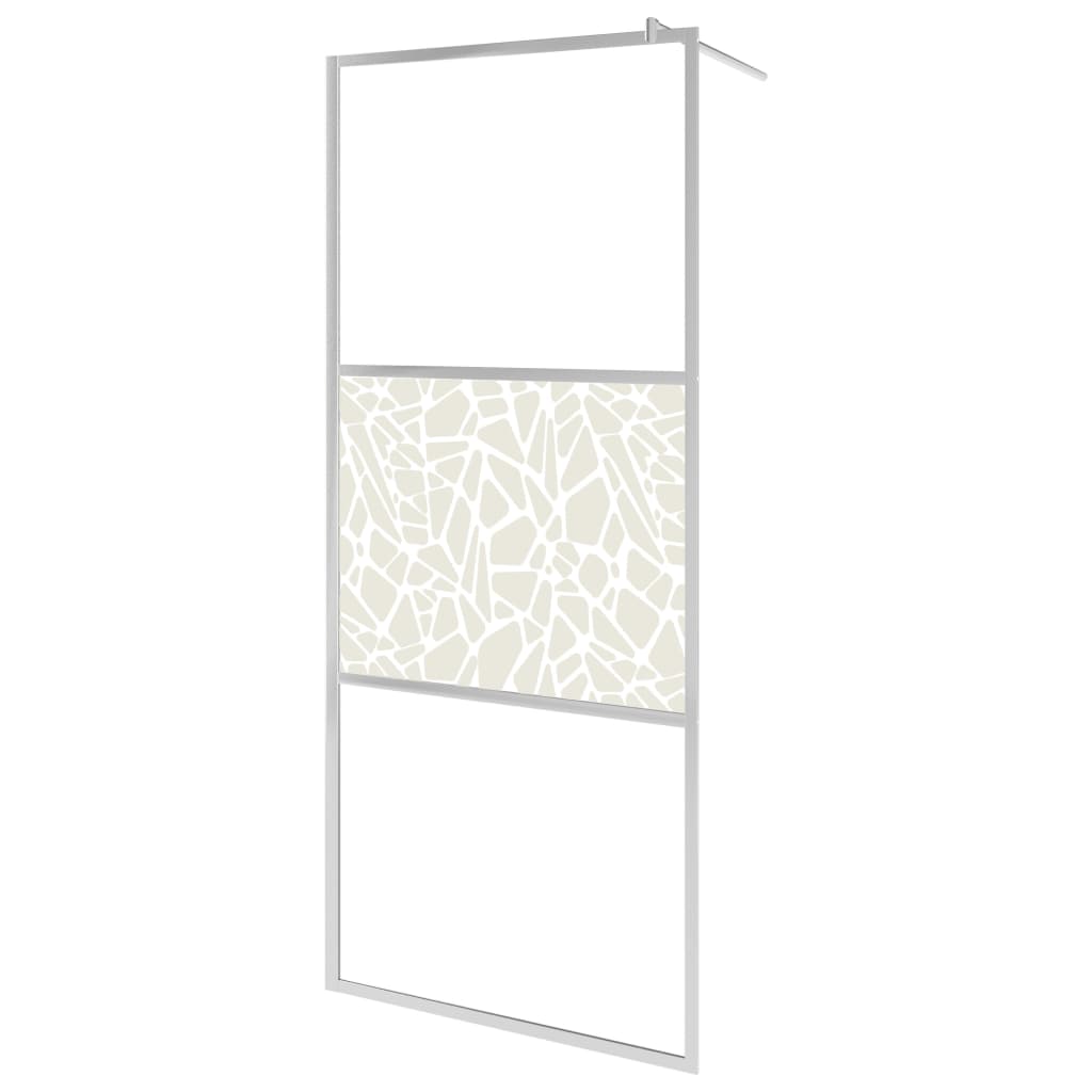 vidaXL Walk-in Shower Wall ESG Glass with Stone Design 100x195 cm