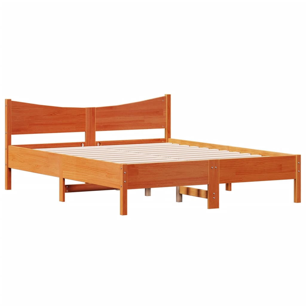 vidaXL Bed Frame without Mattress Wax Brown 160x200 cm Solid Wood Pine