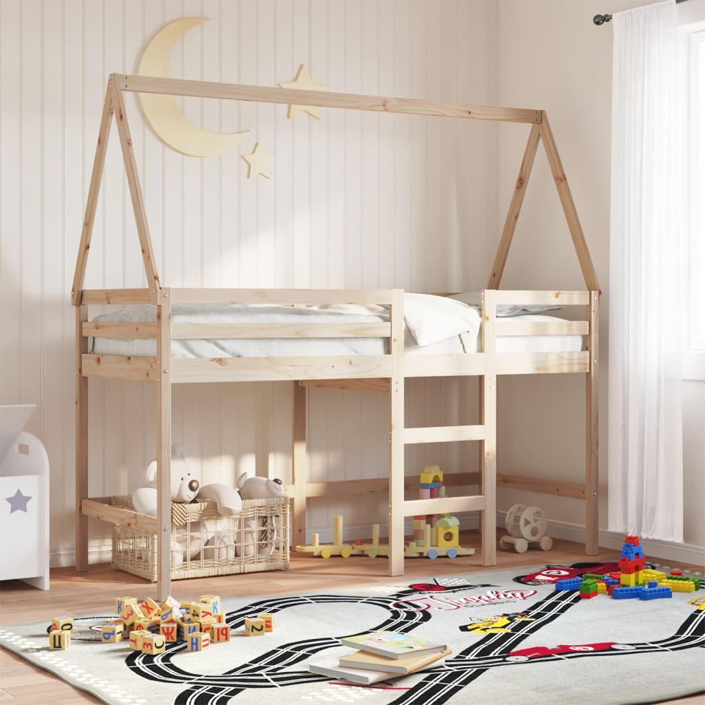 vidaXL Loft Bed with Ladder and Roof without Mattress 80x200 cm