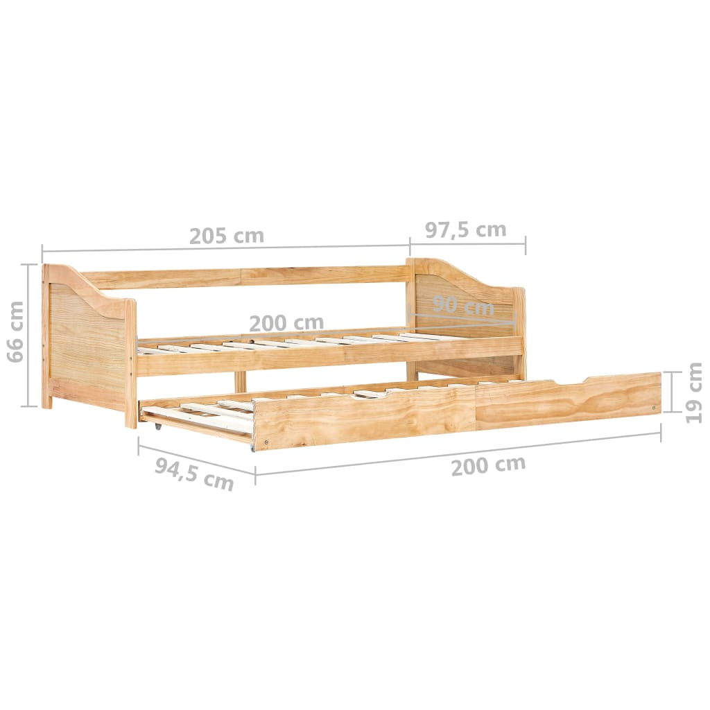 vidaXL Pull-out Sofa Bed Frame without Mattress Pinewood 90x200 cm