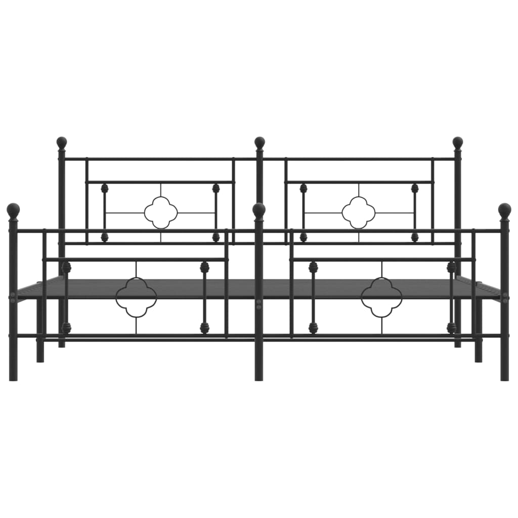 vidaXL Metal Bed Frame without Mattress with Footboard Black 183x213 cm