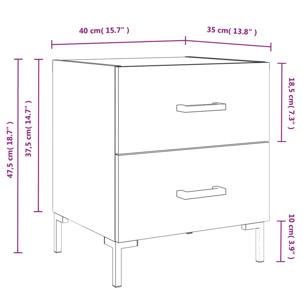 vidaXL Bedside Cabinet Grey Sonoma 40x35x47.5 cm Engineered Wood