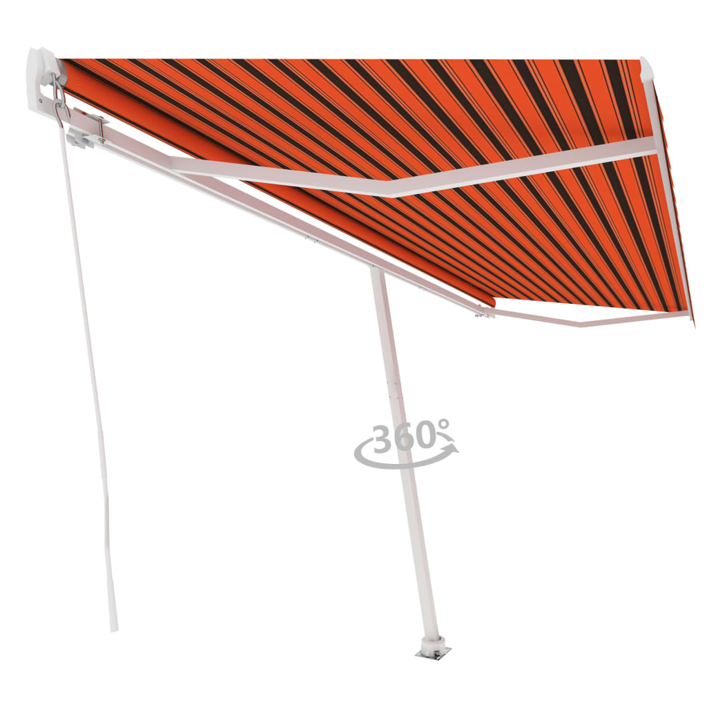 vidaXL Freestanding Manual Retractable Awning 500x300 cm Orange/Brown