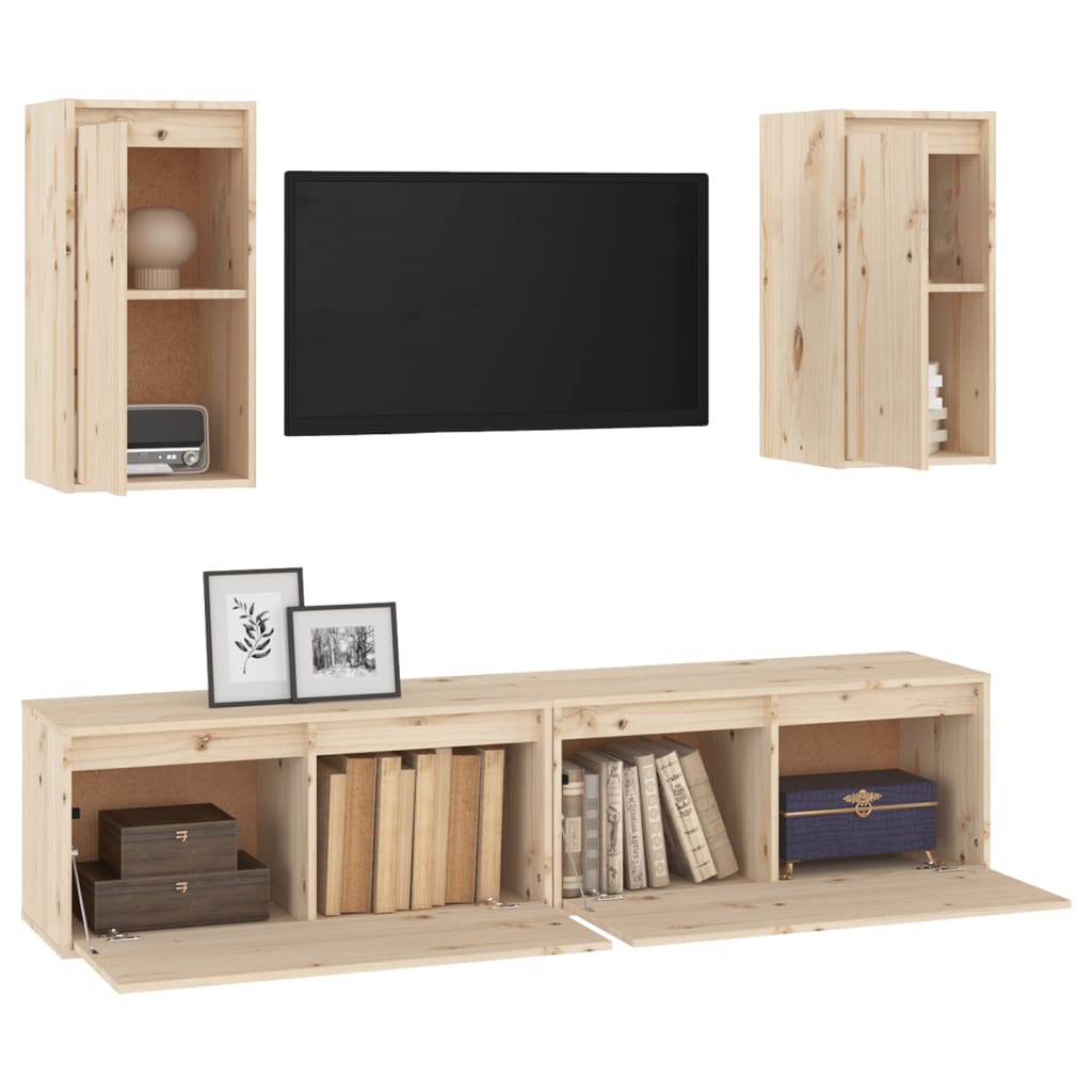 vidaXL TV Cabinets 4 pcs Solid Wood Pine