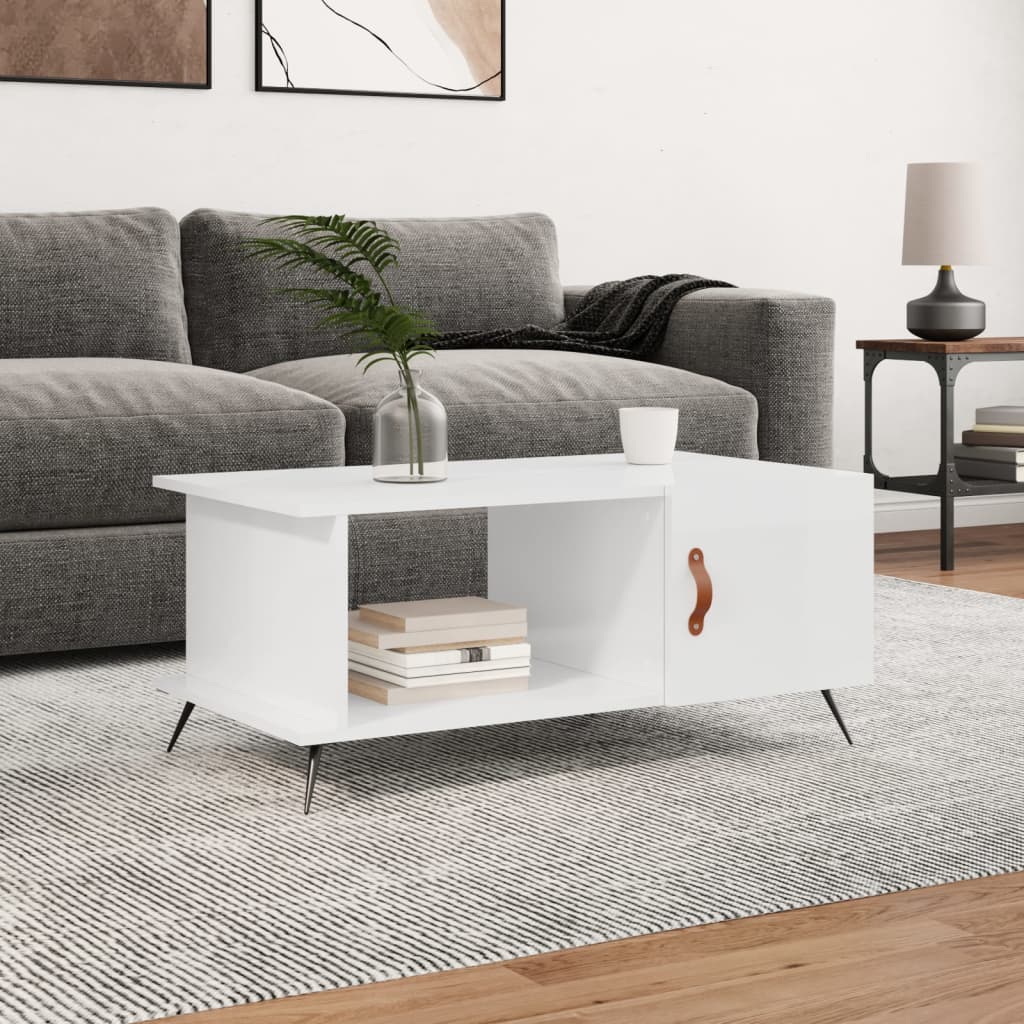 vidaXL Coffee Table High Gloss White 90x50x40 cm Engineered Wood