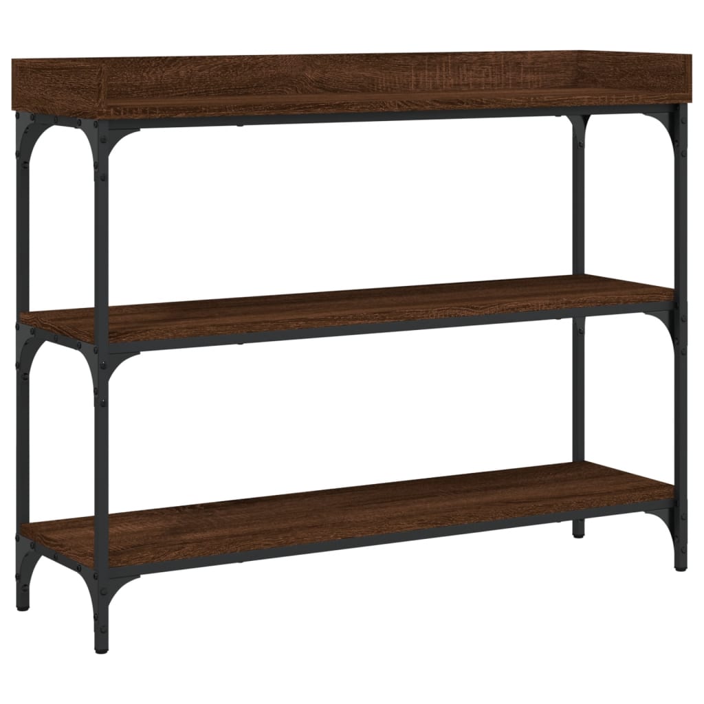 vidaXL Console Table with Shelves Brown Oak 100x30x80 cm