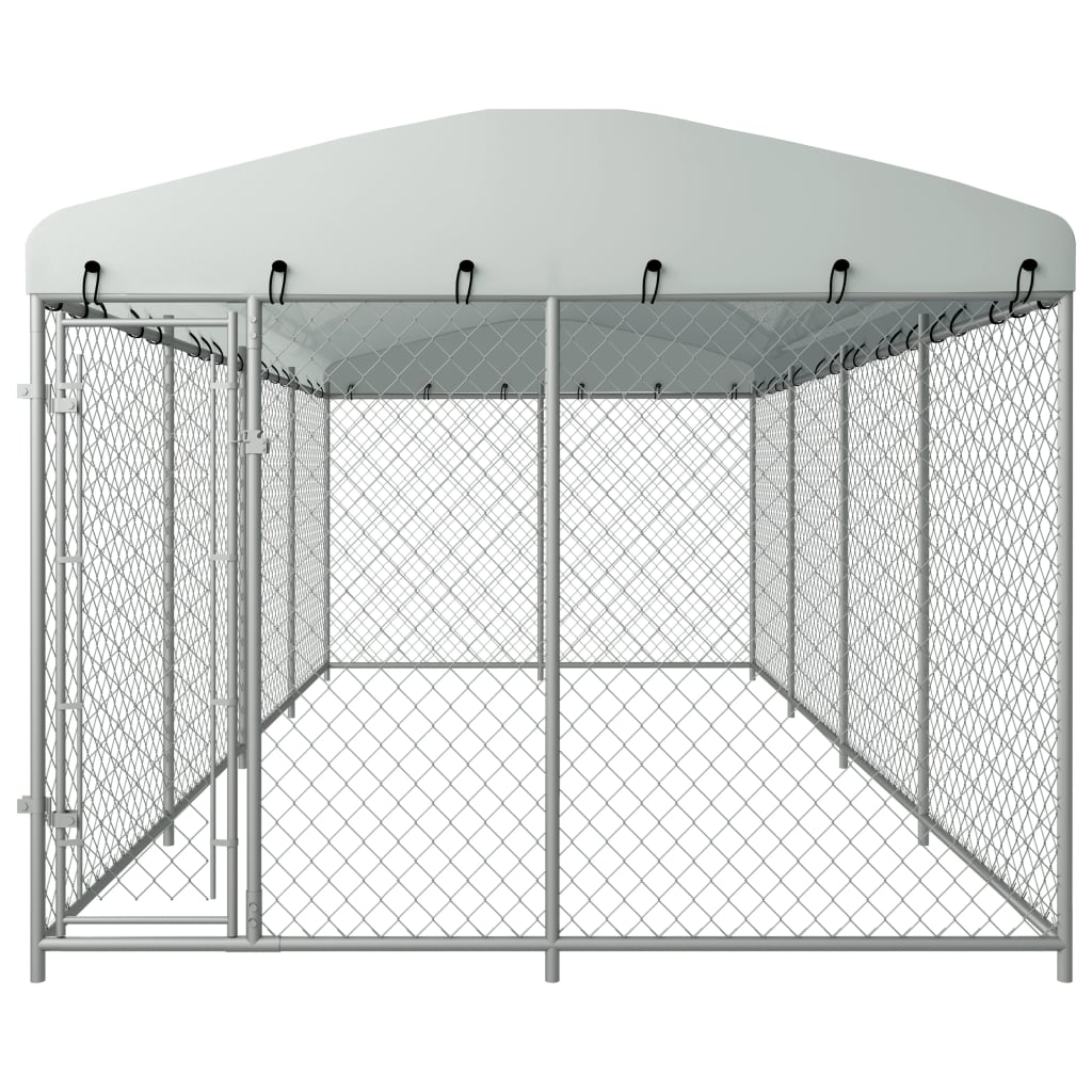 vidaXL Outdoor Dog Kennel with Roof 7.6x3.8x2.3 m