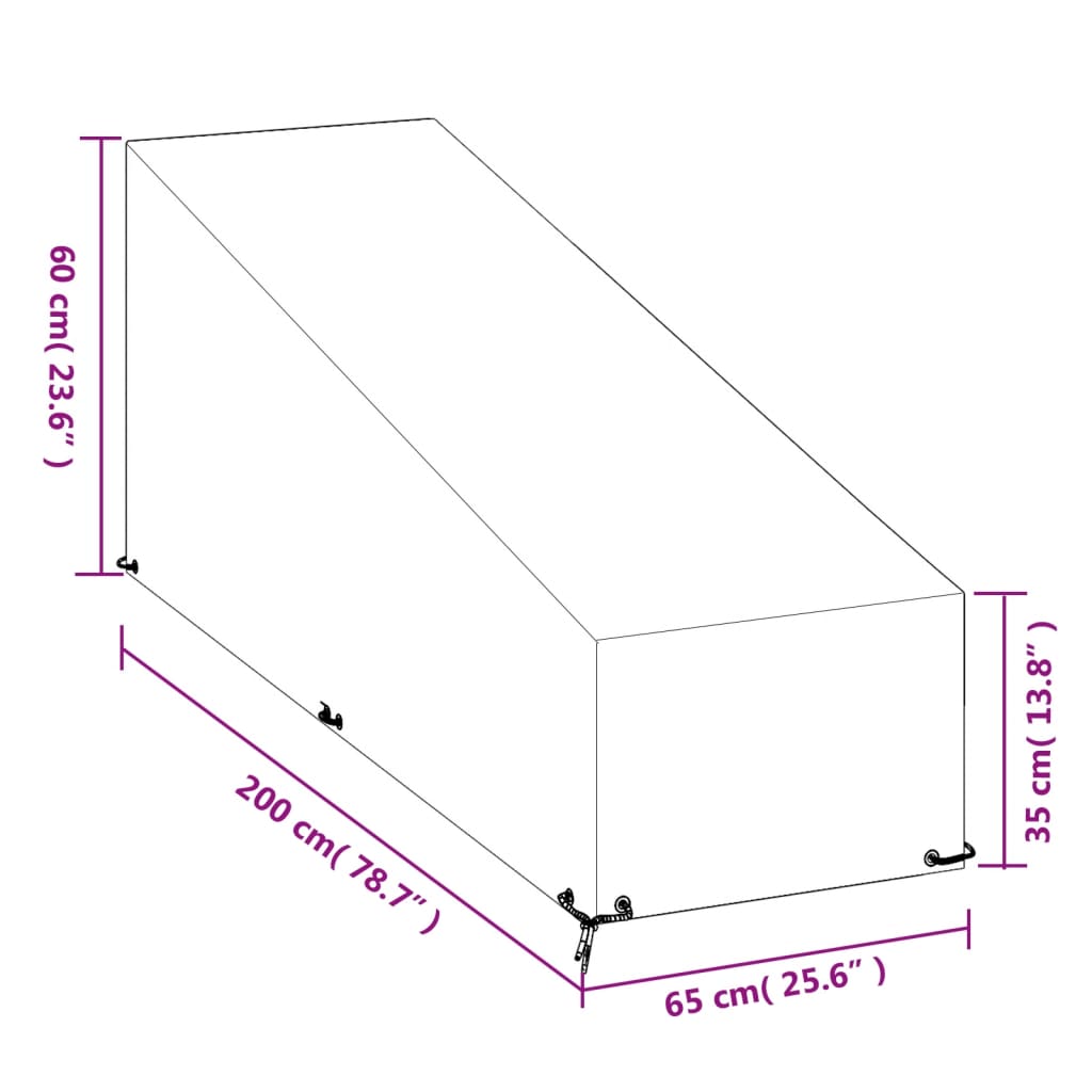 vidaXL Sunlounger Cover 12 Eyelets 200x65x35/60 cm Polyethylene