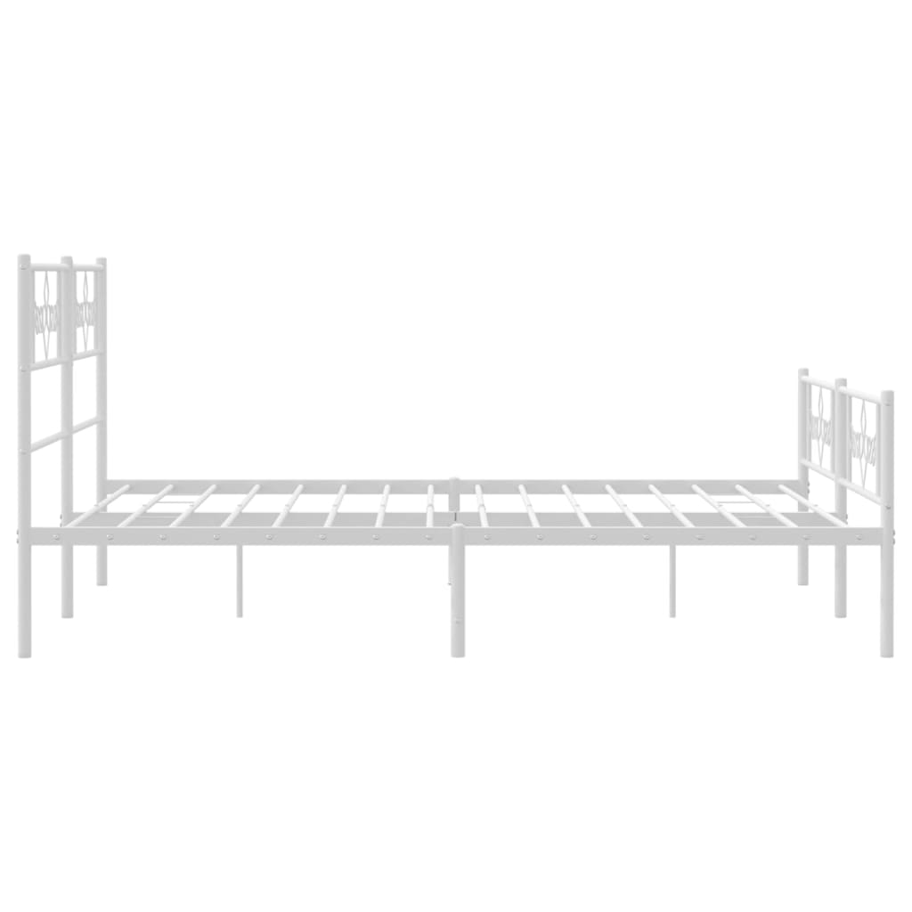 vidaXL Metal Bed Frame without Mattress with Footboard White 140x190 cm