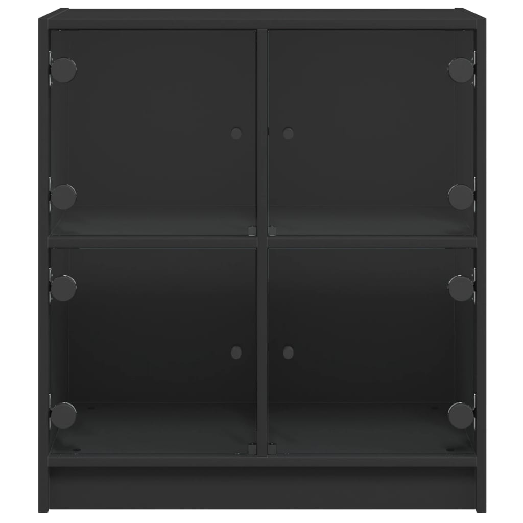 vidaXL Side Cabinet with Glass Doors Black 68x37x75.5 cm