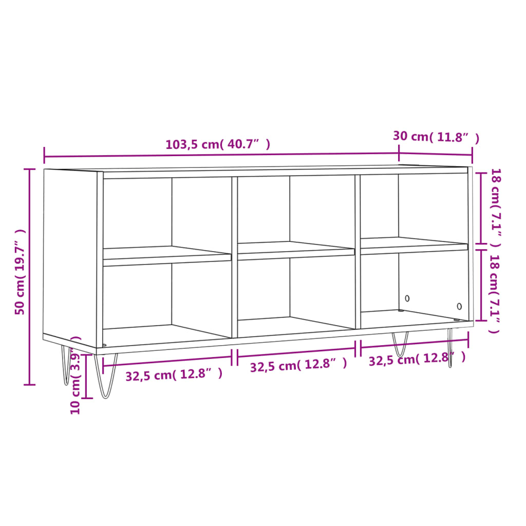 vidaXL TV Cabinet Brown Oak 103.5x30x50 cm Engineered Wood