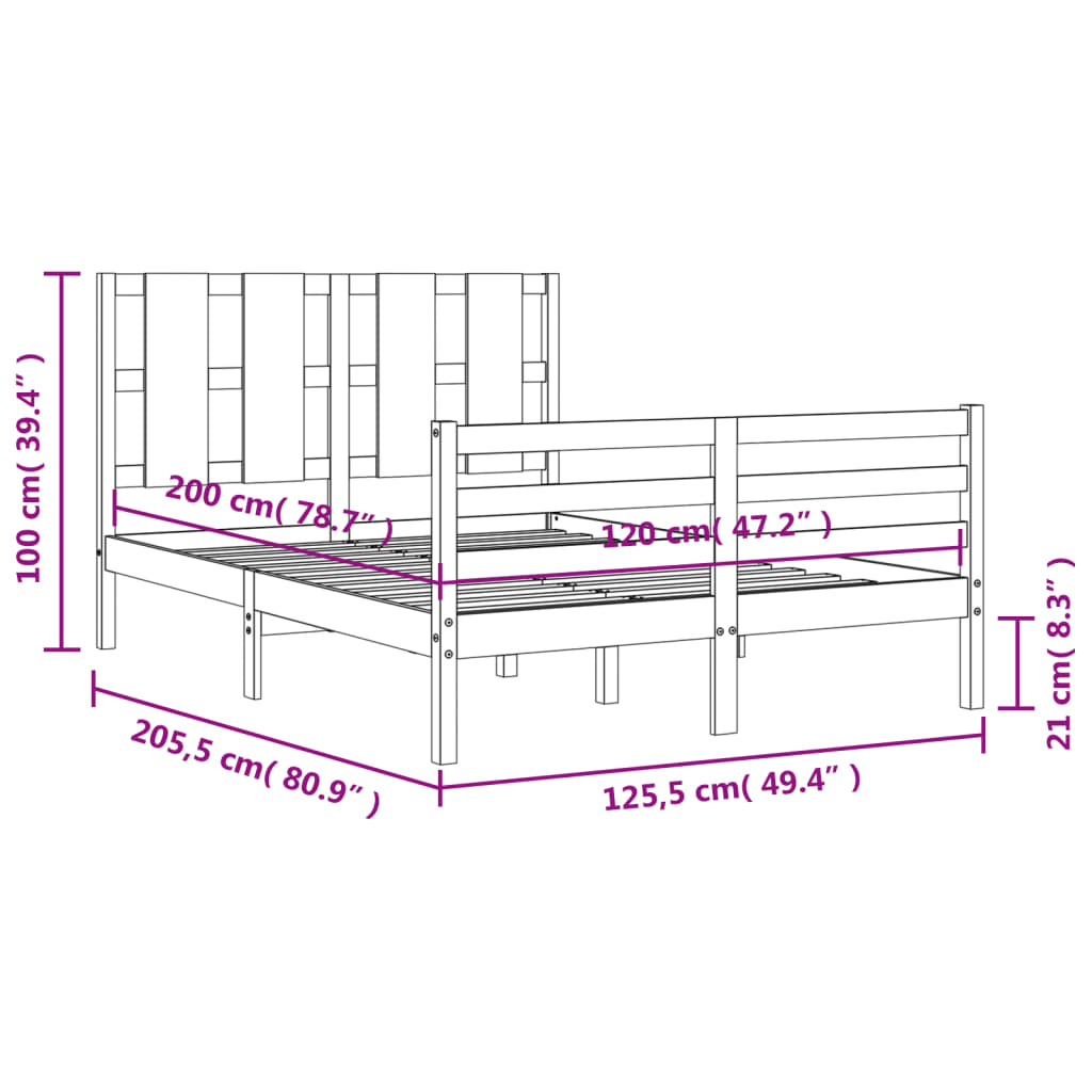 vidaXL Bed Frame without Mattress 120x200 cm Solid Wood