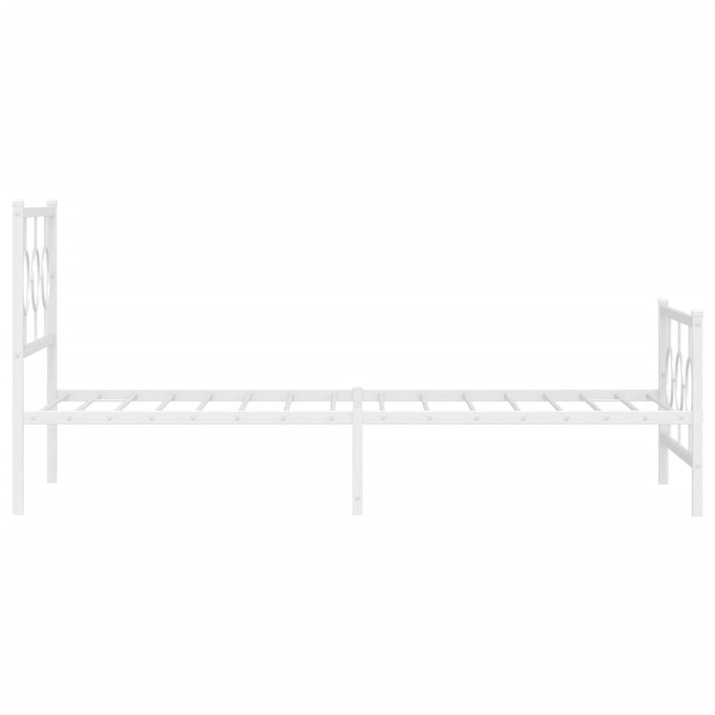 vidaXL Metal Bed Frame without Mattress with Footboard White 100x200 cm