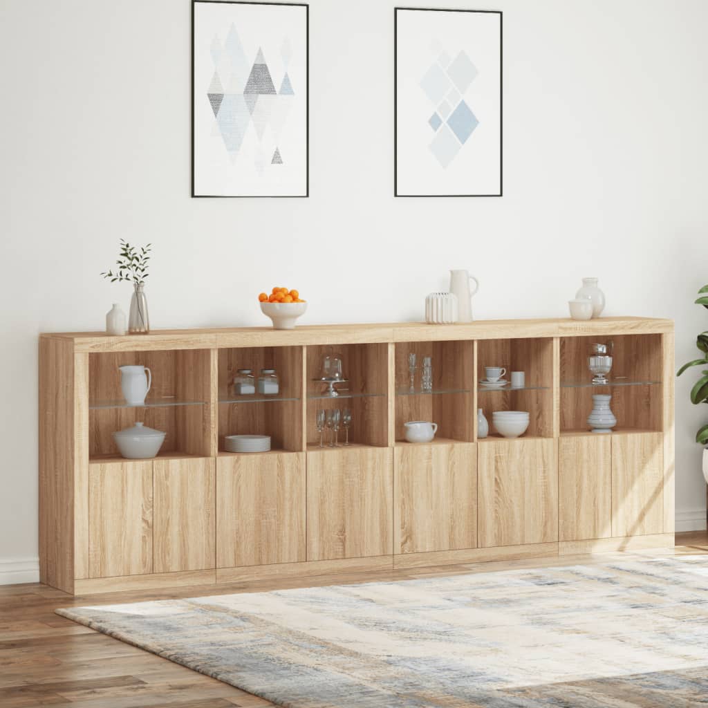 vidaXL Sideboard with LED Lights Sonoma Oak 283x37x100 cm