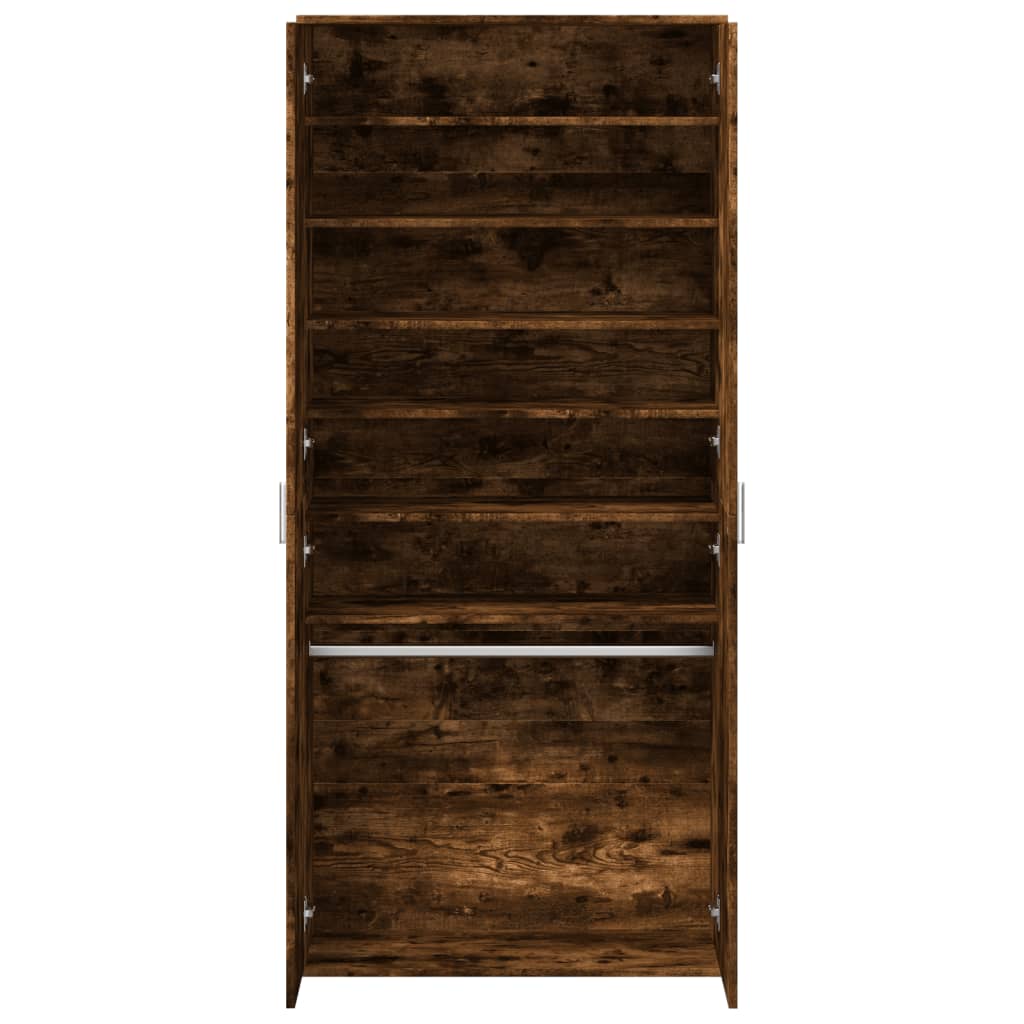 vidaXL Shoe Cabinet Smoked Oak 80x39x178 cm Engineered Wood