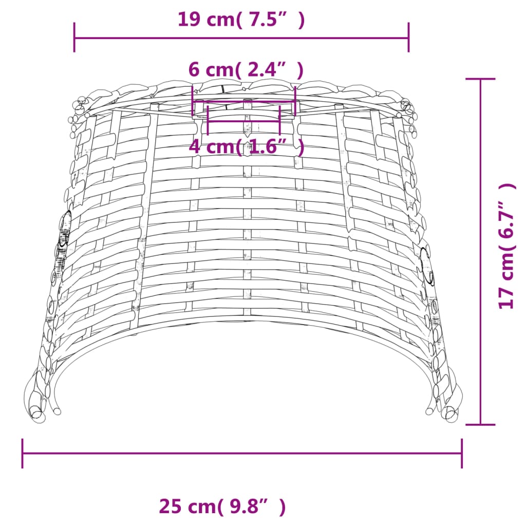 vidaXL Ceiling Lamp Shade White Ø25x17 cm Wicker