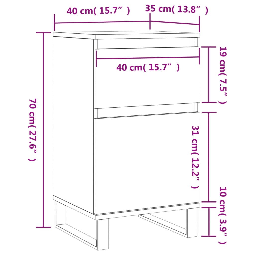 vidaXL Sideboard Grey Sonoma 40x35x70 cm Engineered Wood