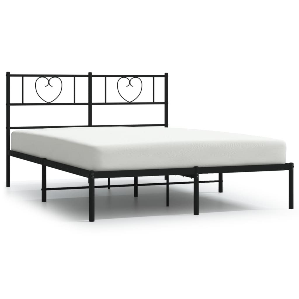 vidaXL Metal Bed Frame without Mattress with Headboard Black 140x200 cm