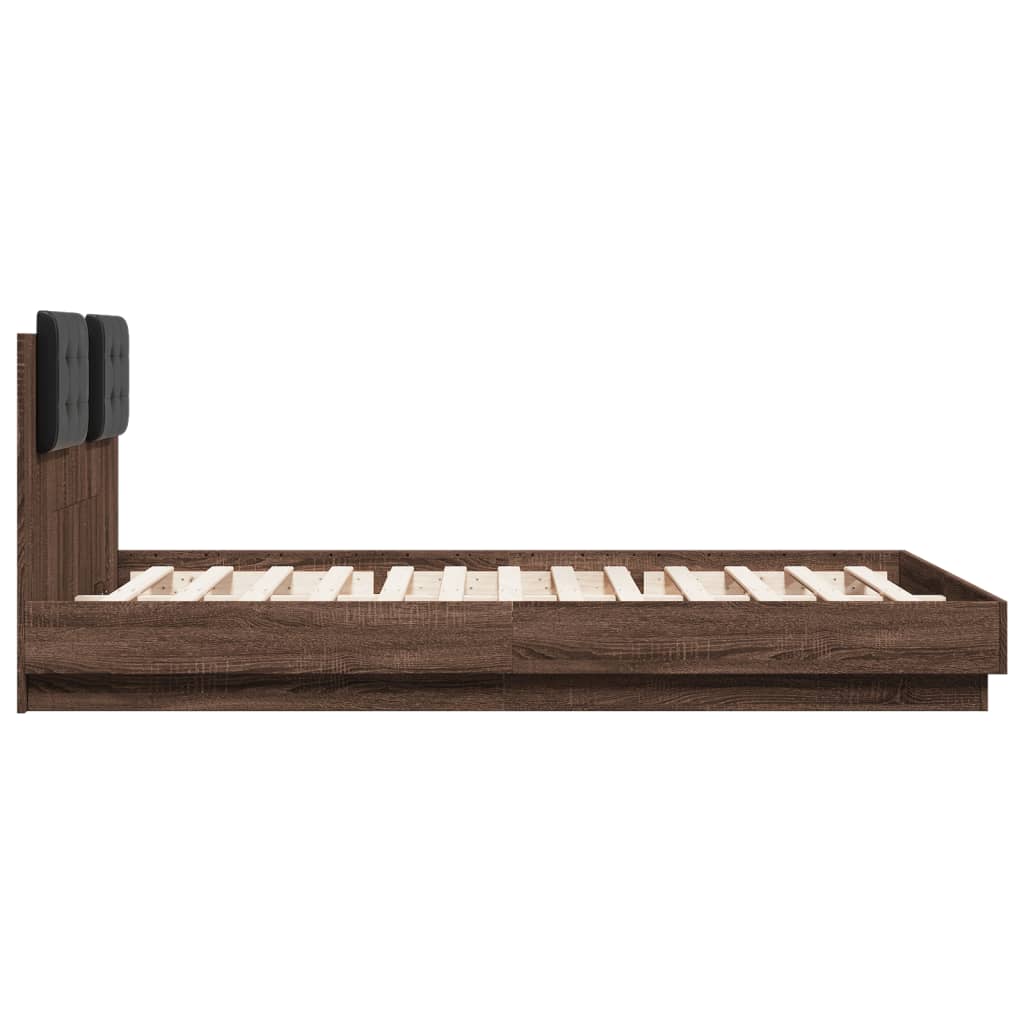 vidaXL Bed Frame with LED without Mattress Brown Oak 140x200 cm