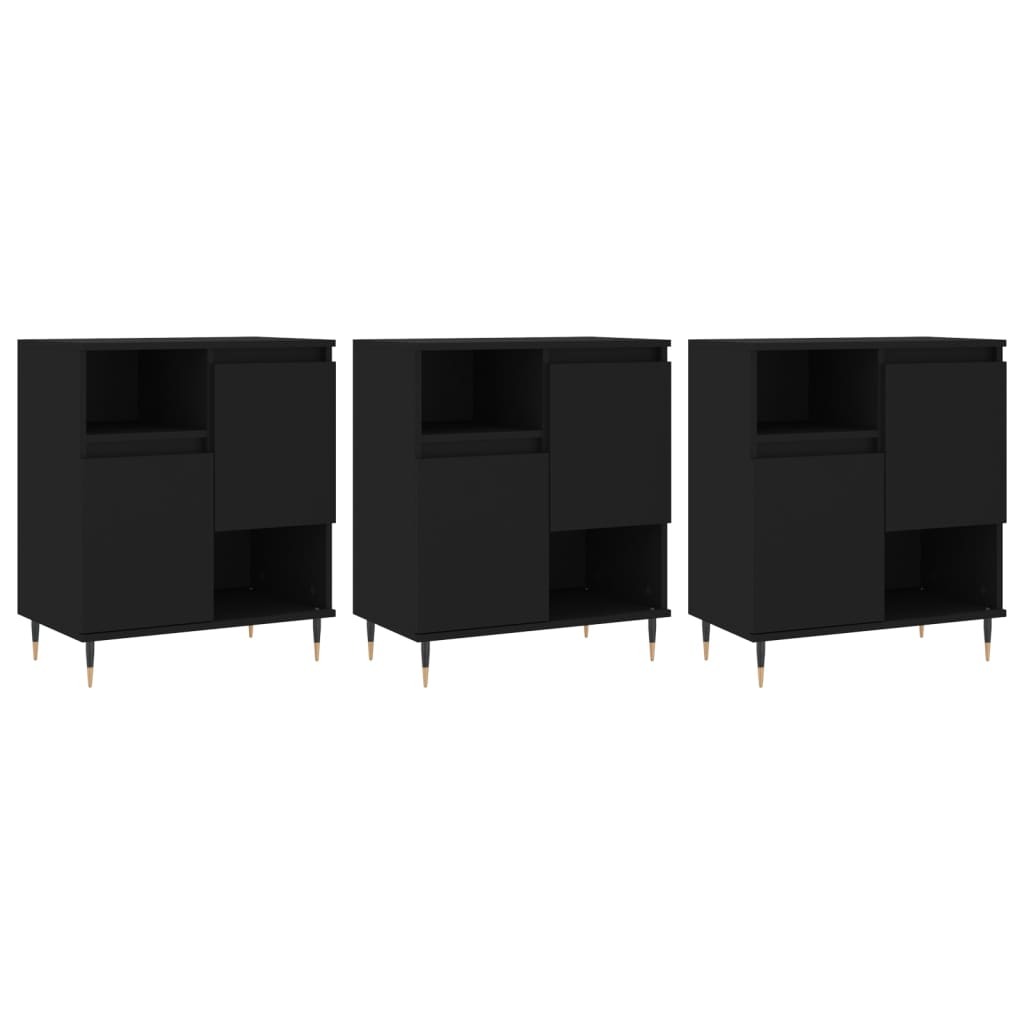 vidaXL Sideboards 3 pcs Black Engineered Wood