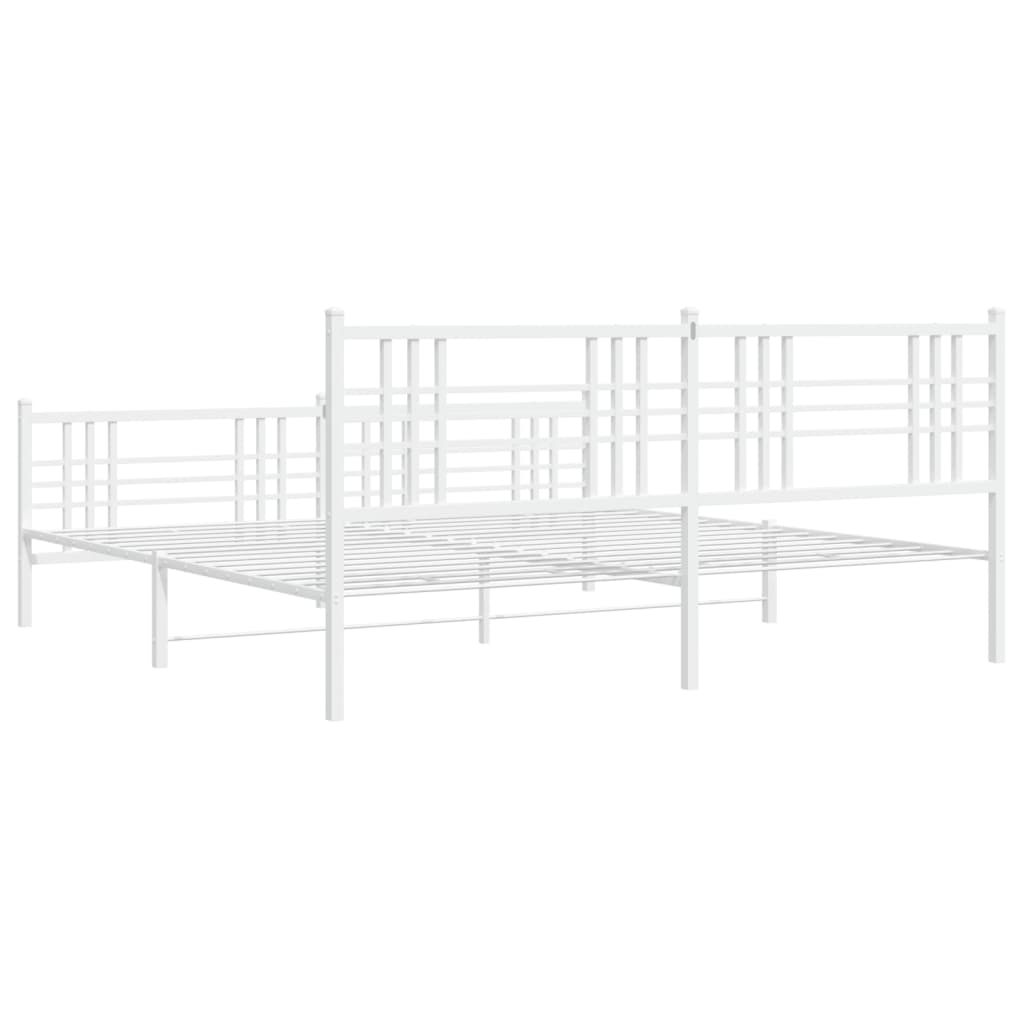 vidaXL Metal Bed Frame without Mattress with Footboard White 200x200 cm