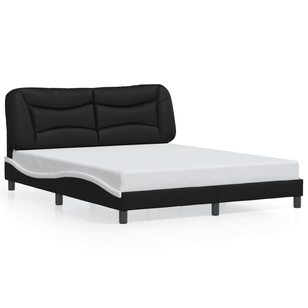 vidaXL Bed Frame with LED without Mattress Black and White 160x200 cm