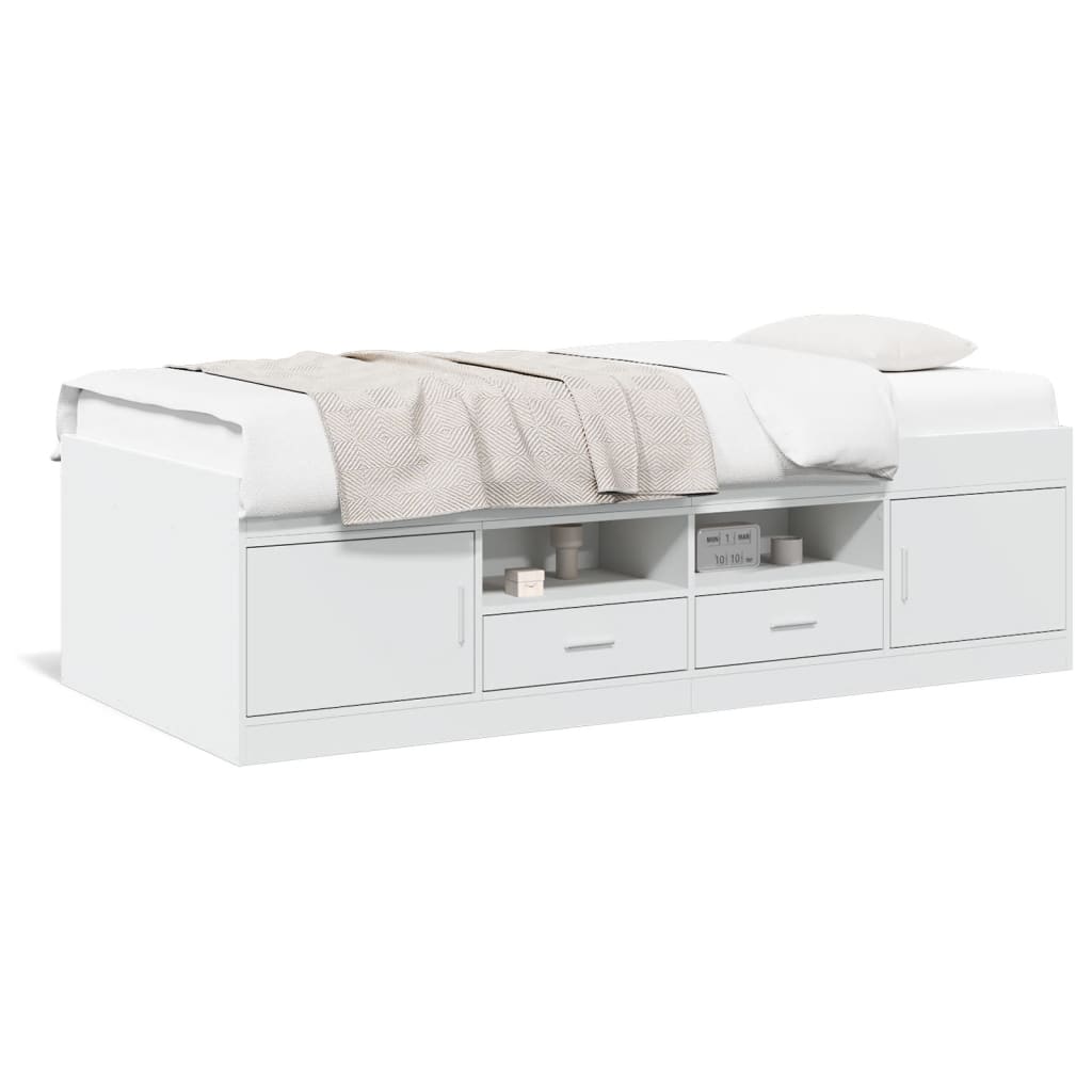 vidaXL Daybed with Drawers without Mattress White 75x190 cm Small Single