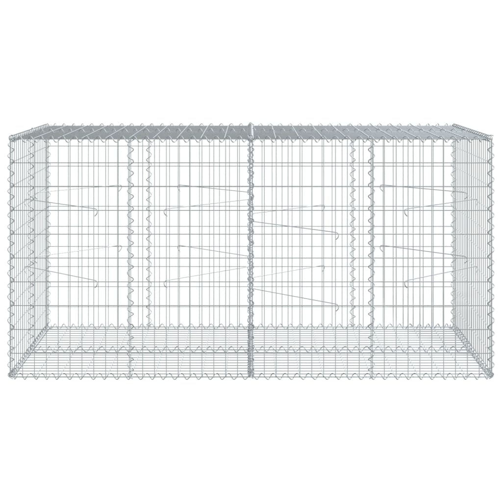 vidaXL Gabion Basket with Cover 200x100x100 cm Galvanised Iron