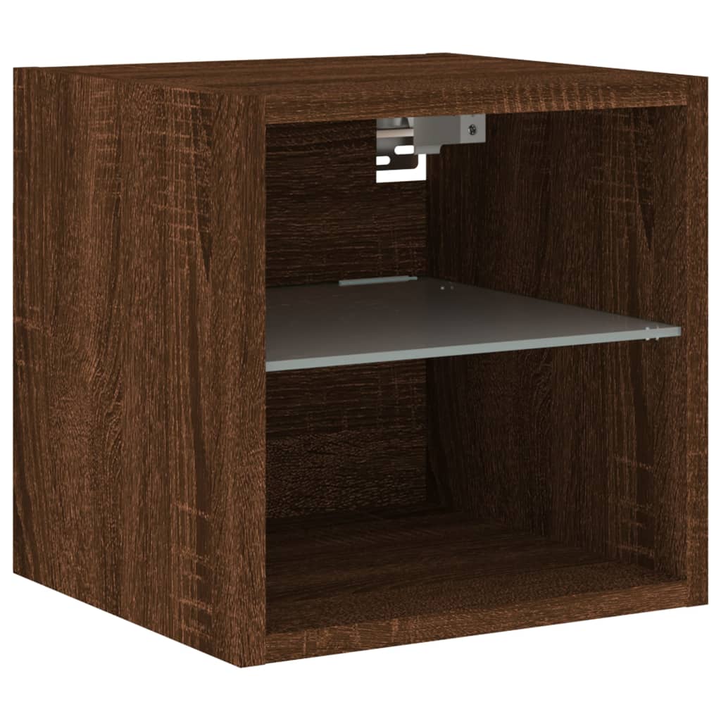 vidaXL TV Wall Cabinets with LED Lights 2 pcs Brown Oak 30x28.5x30 cm