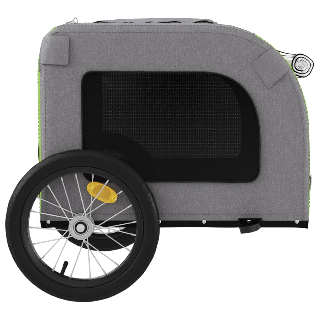 vidaXL Pet Bike Trailer Green and Grey Oxford Fabric and Iron