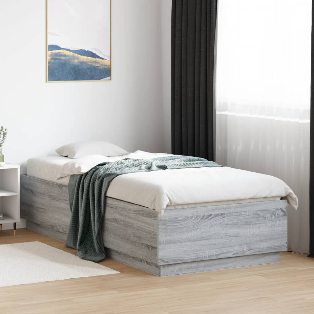 vidaXL Bed Frame without Mattress Grey Sonoma 90x200 cm