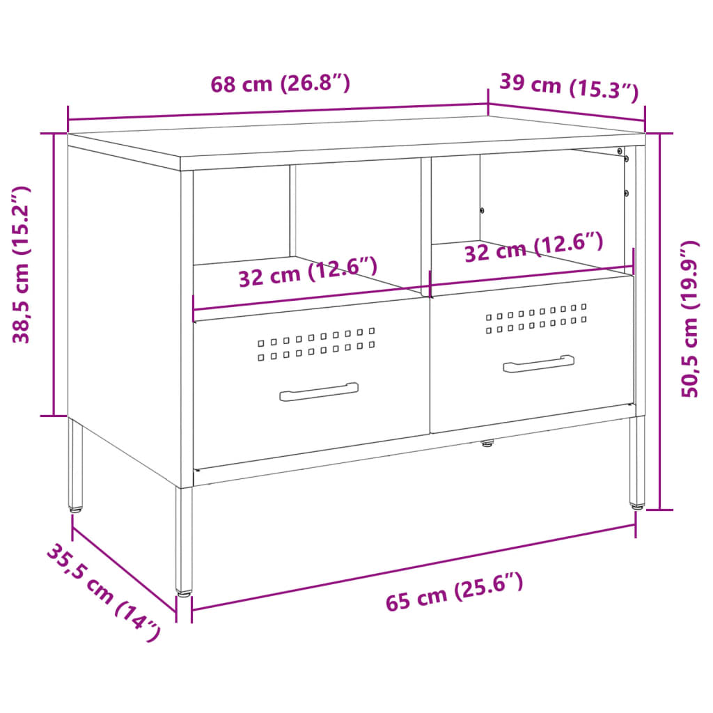 vidaXL TV Cabinet Pink 68x39x50.5 cm Steel