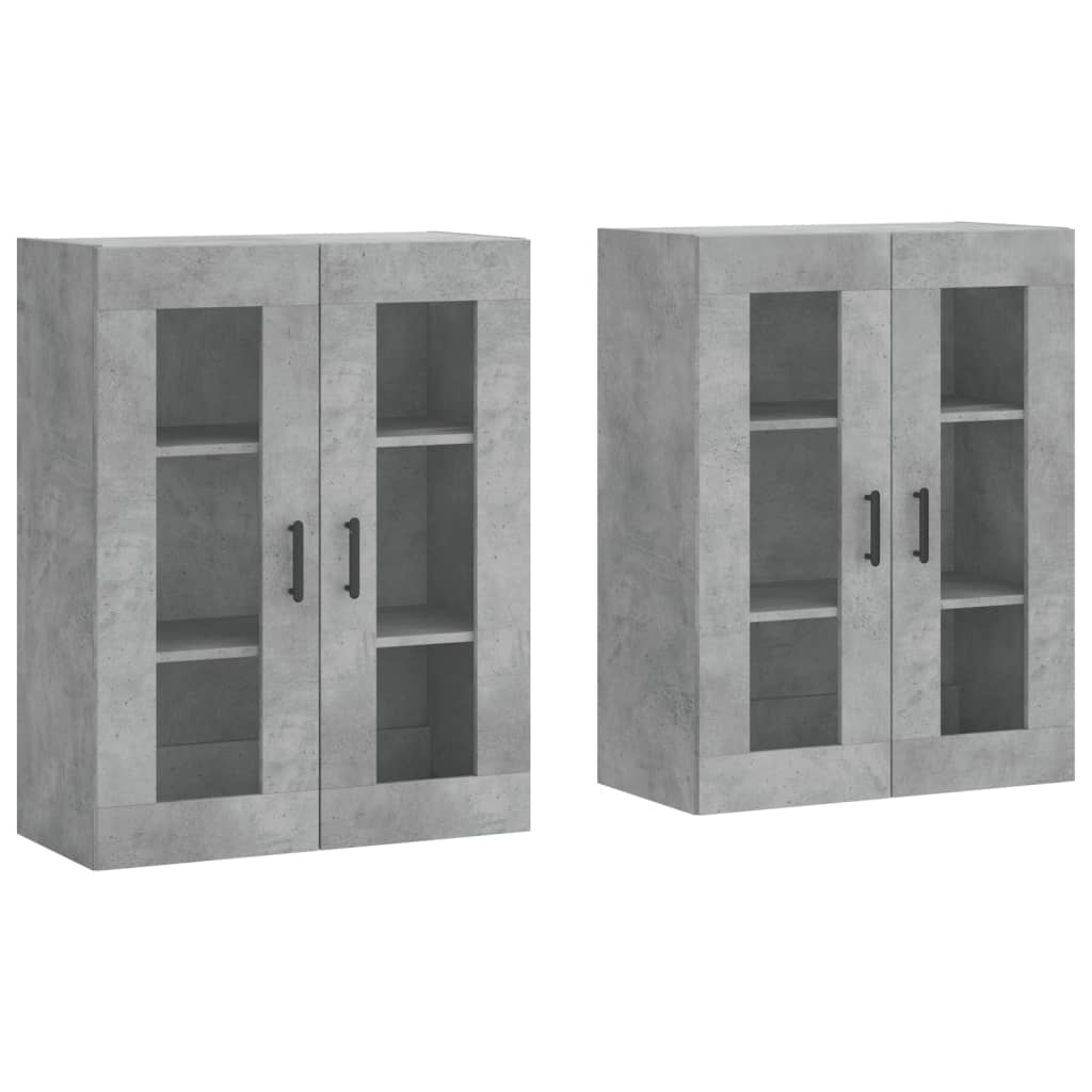 vidaXL Wall Mounted Cabinets 2 pcs Concrete Grey Engineered Wood