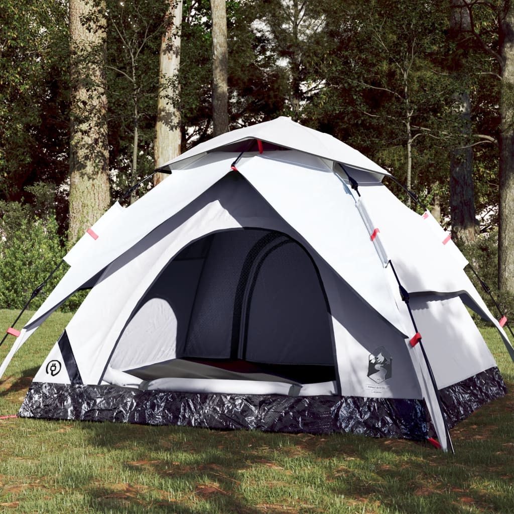 vidaXL Camping Tent Dome 3-Person White Blackout Fabric Quick Release