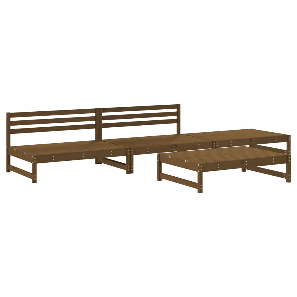 vidaXL 4 Piece Garden Lounge Set Honey Brown Solid Wood Pine