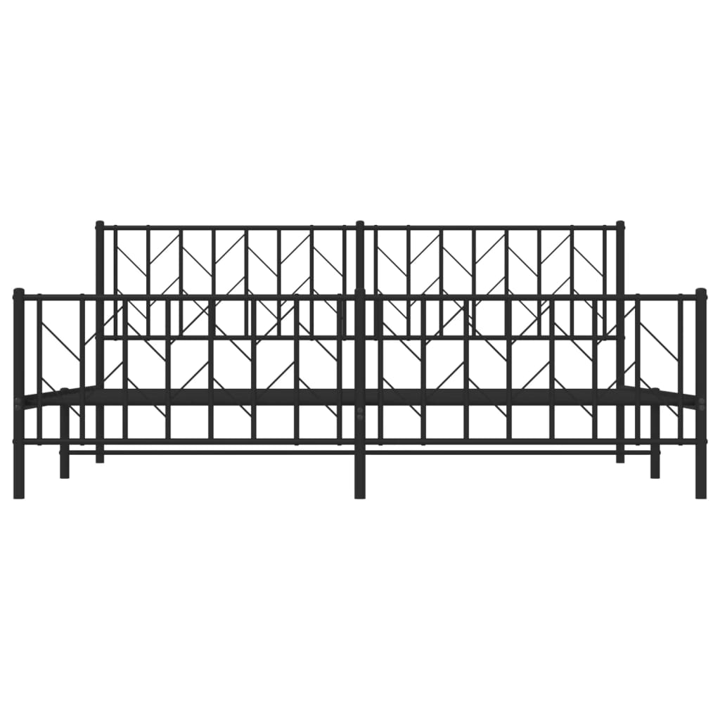 vidaXL Metal Bed Frame without Mattress with Footboard Black 193x203 cm