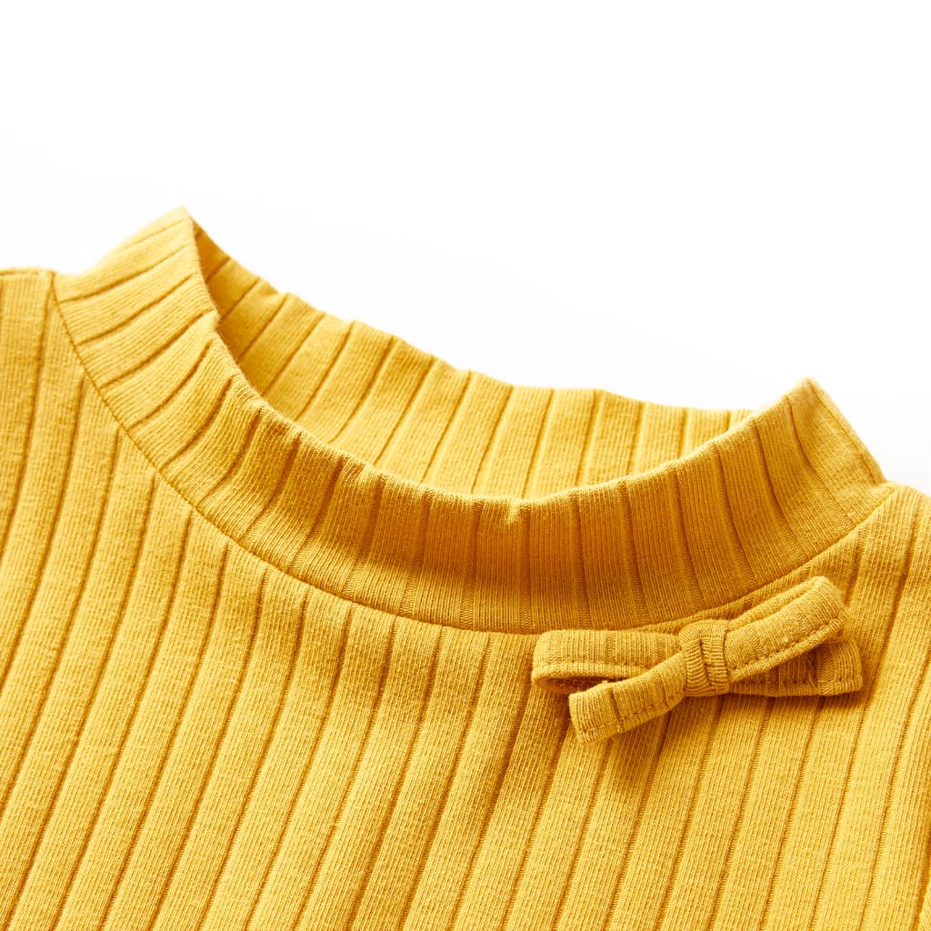 Kids' T-shirt with Long Sleeves Rib-knit Dark Ochre 128