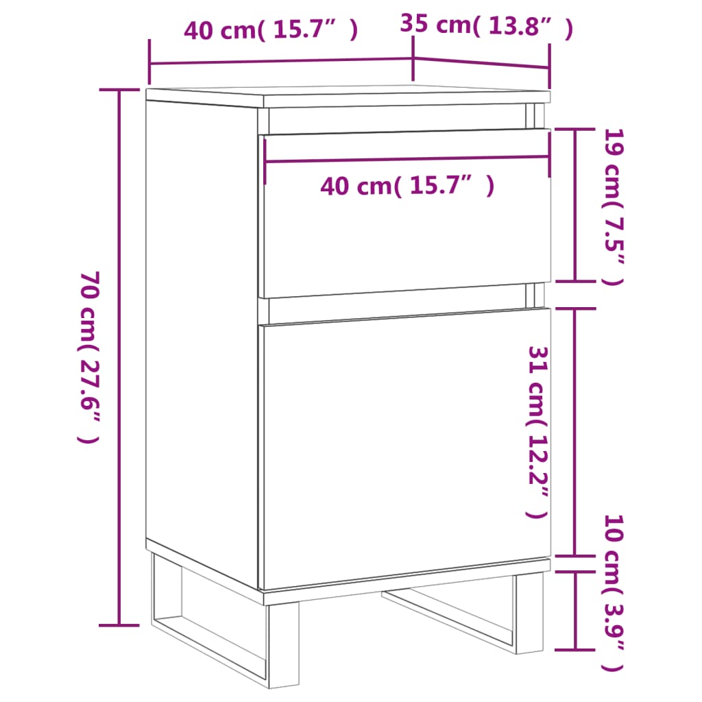 vidaXL Sideboards 2 pcs Grey Sonoma 40x35x70 cm Engineered Wood