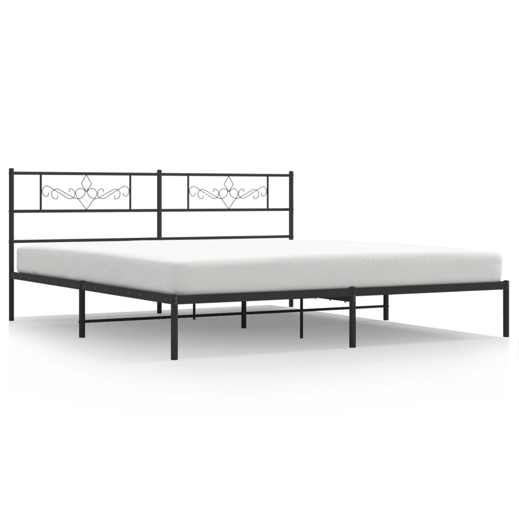 vidaXL Metal Bed Frame without Mattress with Headboard Black 183x213 cm