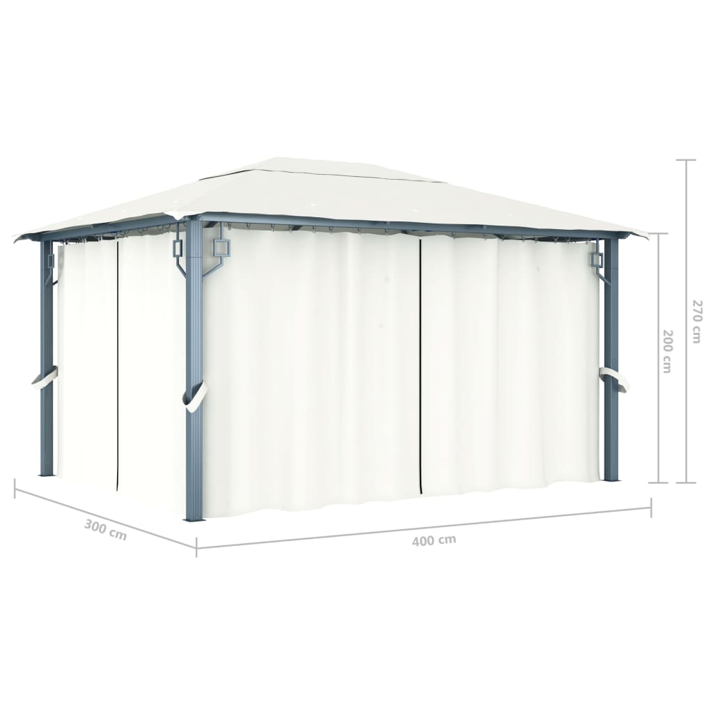 vidaXL Gazebo with Curtain 400 x 300 cm Cream Aluminium